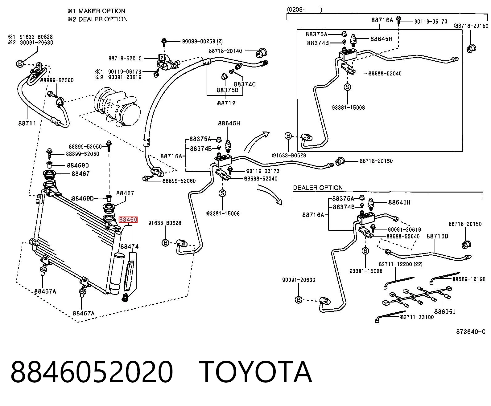 8846052020 Toyota Radiador de aire acondicionado