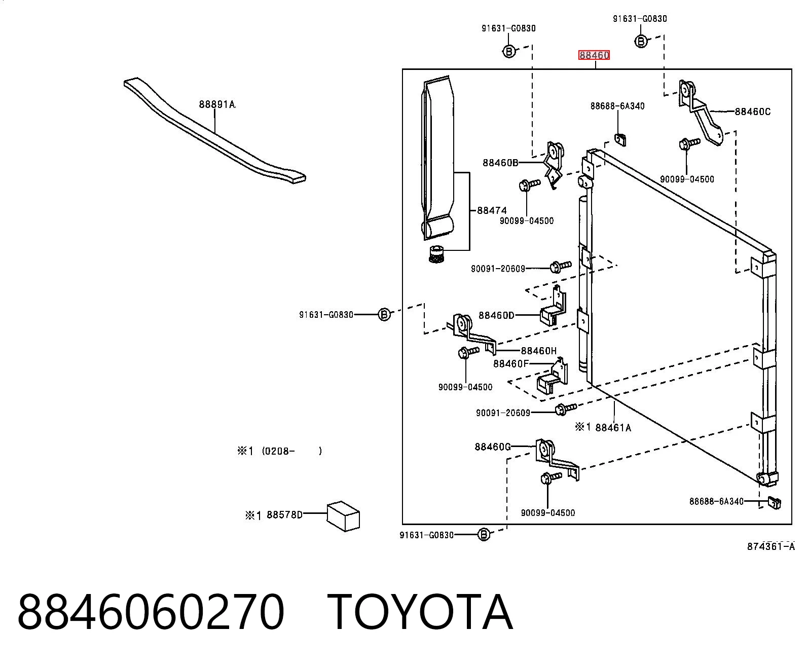 8846060270 Toyota Radiador de aire acondicionado
