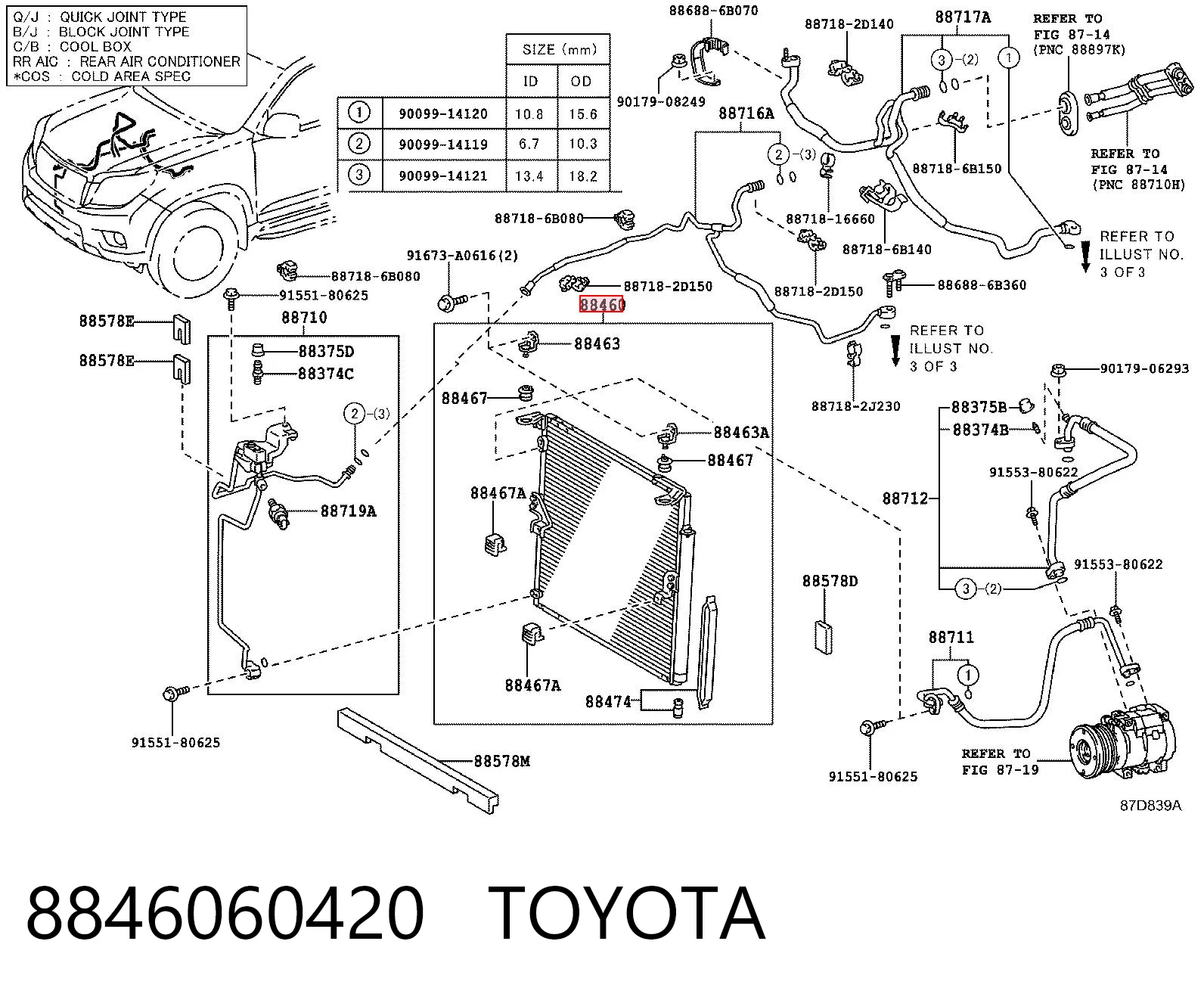 8846060420 Toyota Radiador de aire acondicionado