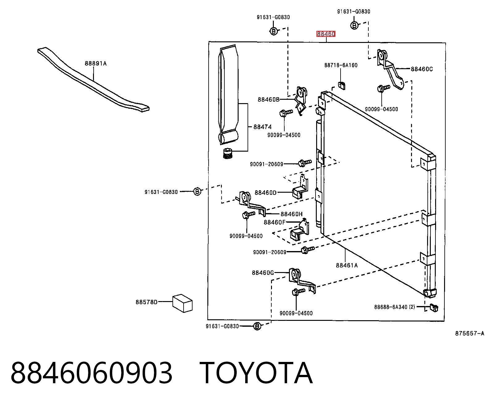 8846060903 Toyota Radiador de aire acondicionado