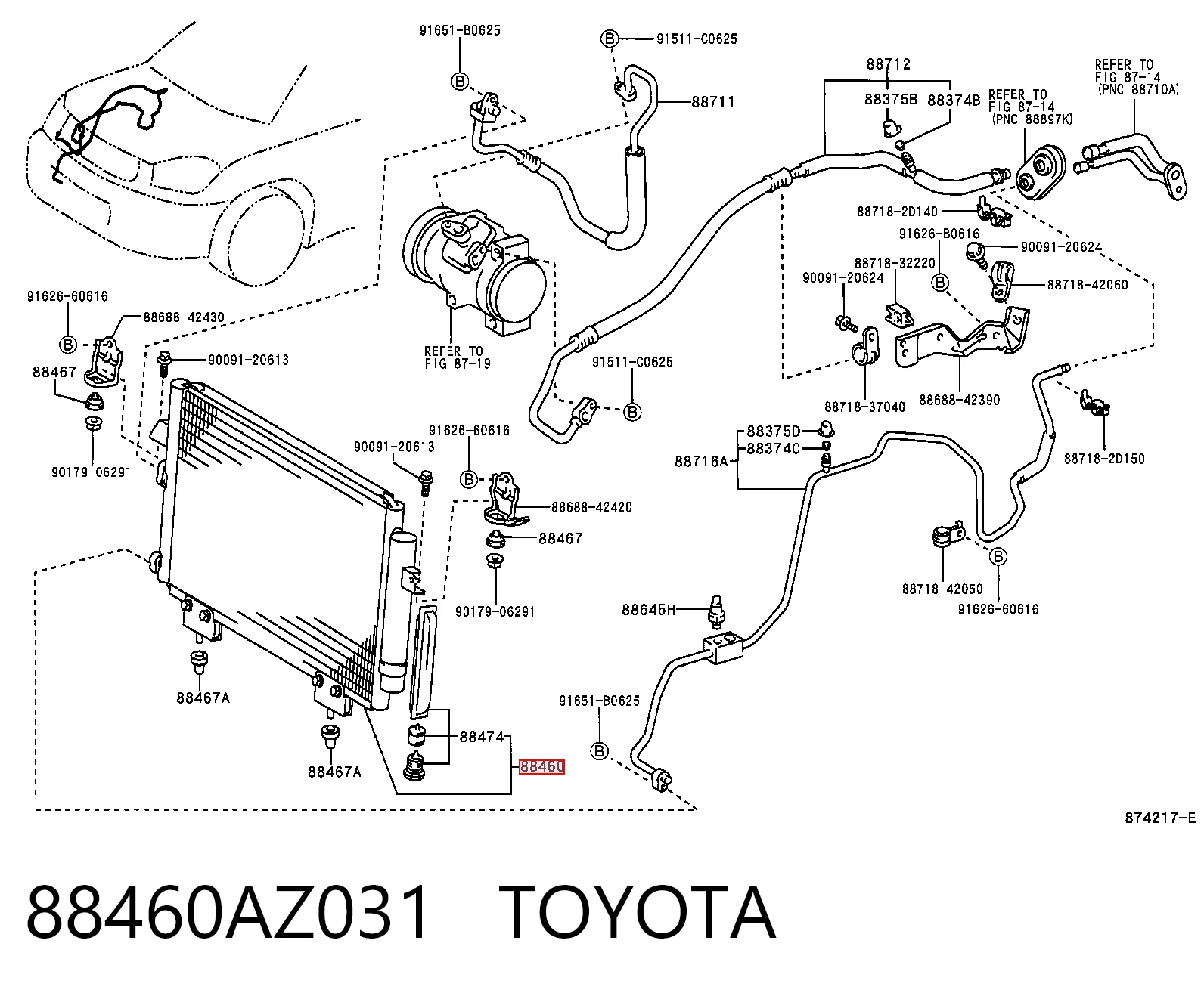 Condensador aire acondicionado Toyota RAV4 II (XA2)