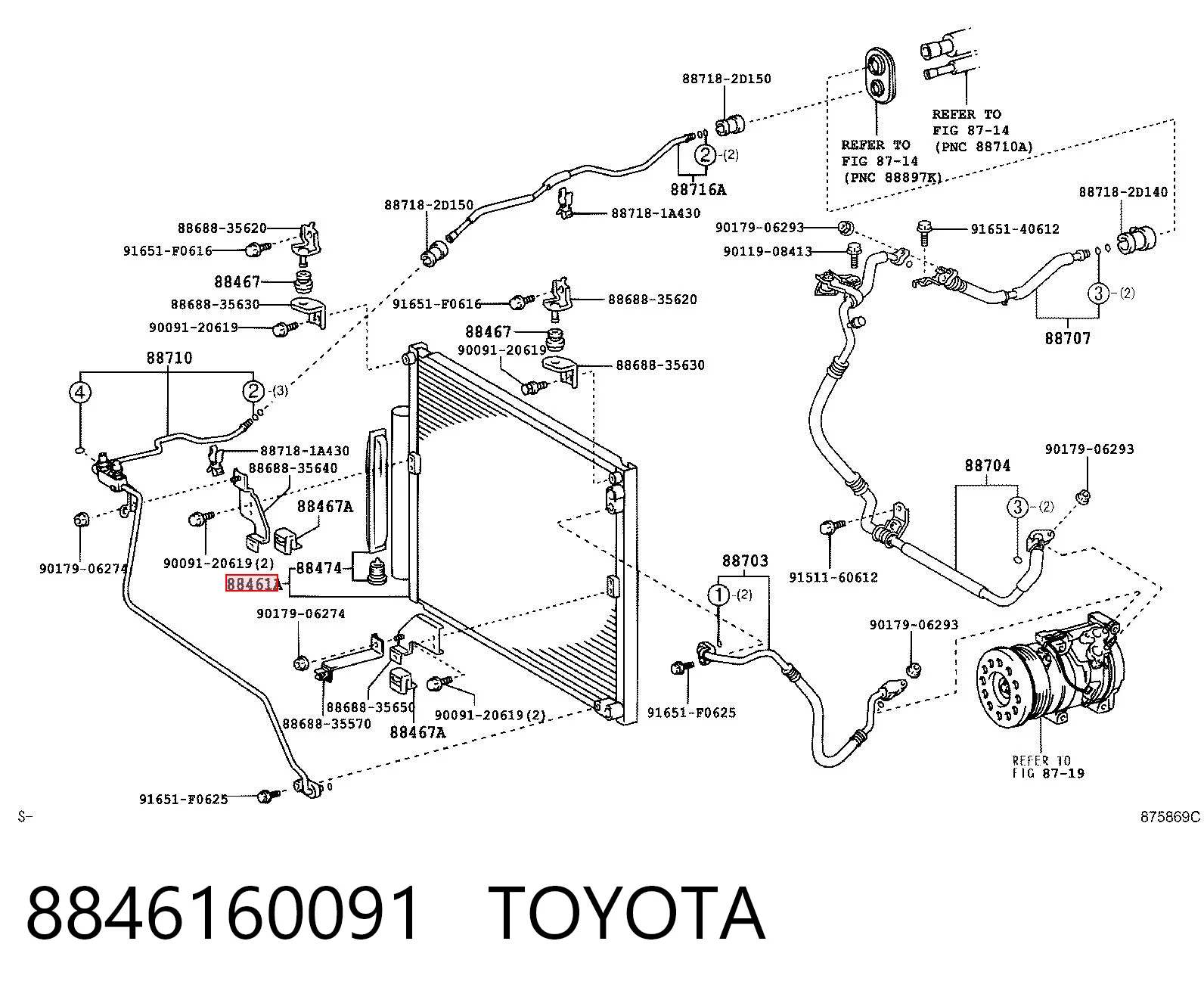 8846160091 Toyota Radiador de aire acondicionado