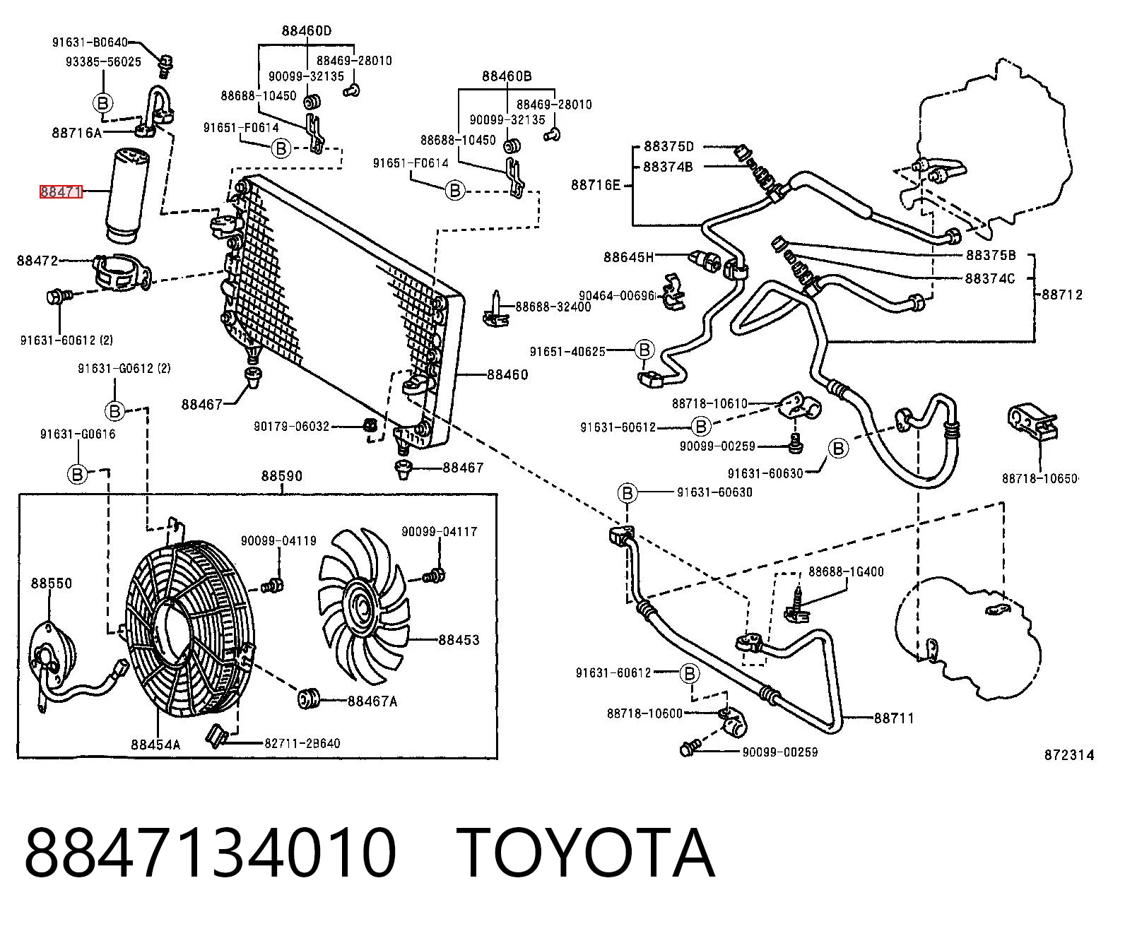8847134010 Toyota Filtro deshidratante aire acondicionado