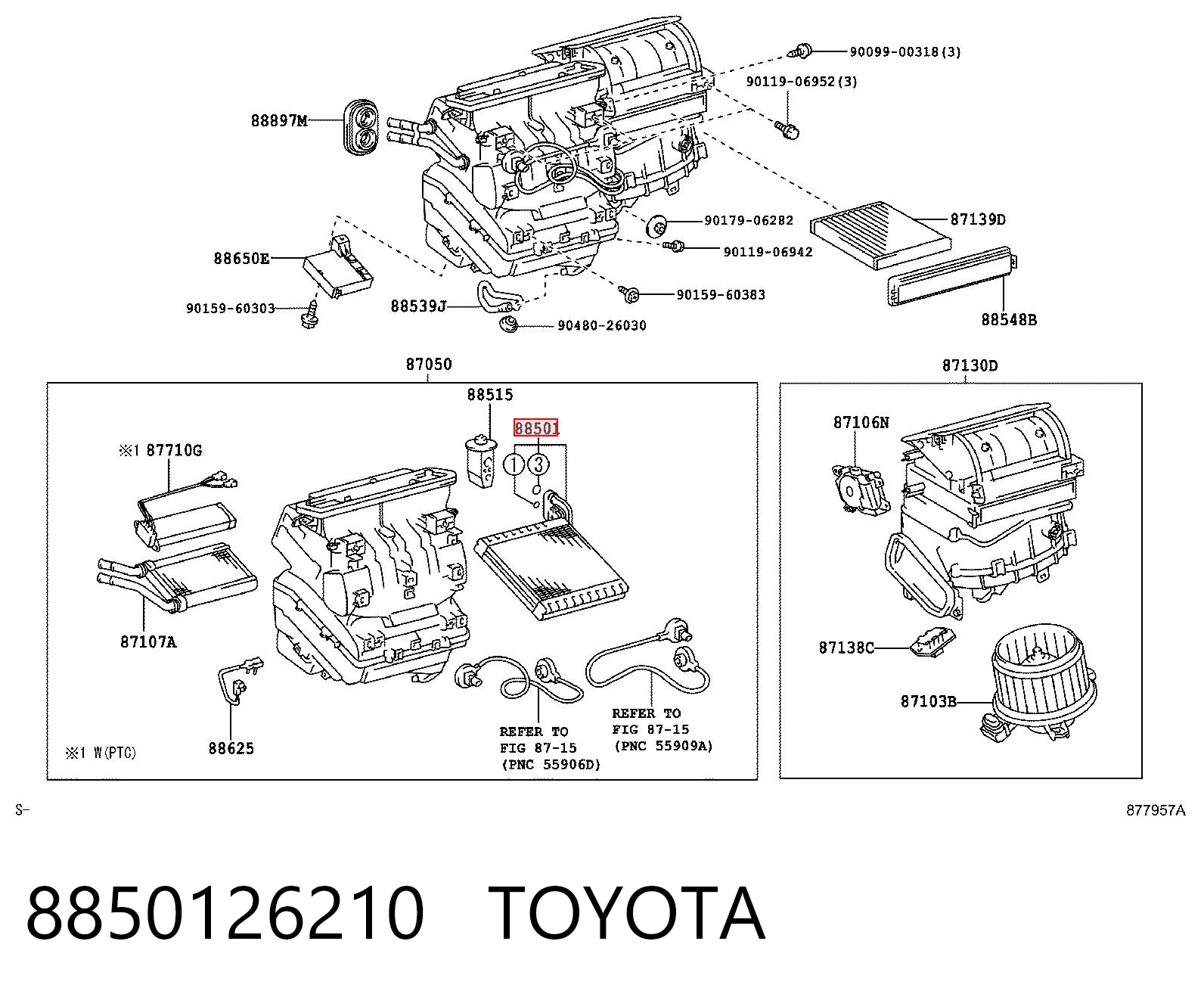 8850126210 Toyota Evaporador, aire acondicionado