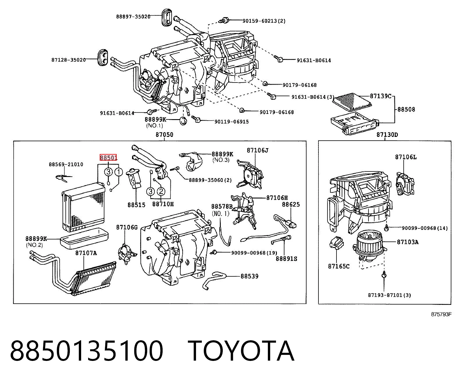 8850135100 Toyota Evaporador, aire acondicionado