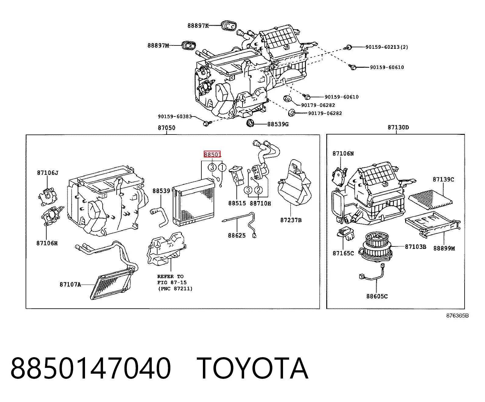 8850147040 Toyota Evaporador, aire acondicionado