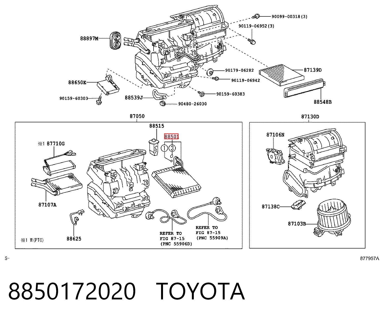 8850172020 Toyota Evaporador, aire acondicionado