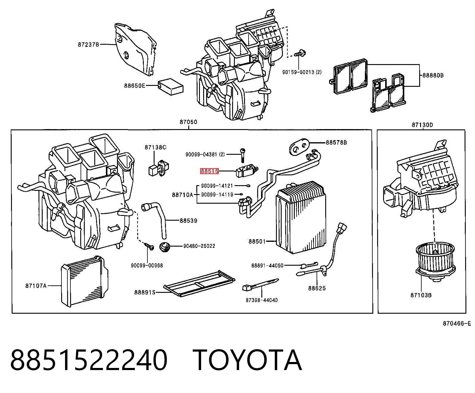 8851522240 Toyota Válvula TRV del aire acondicionado