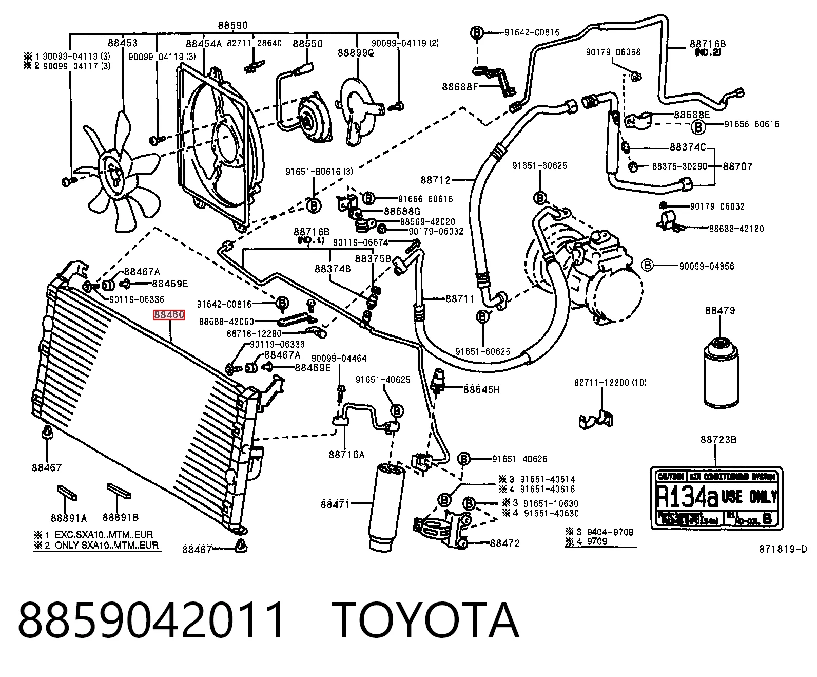 Aire acondicionado capacitor Toyota RAV4 I Cabrio SUV (SXA 10) (1997 - 2000) precio, desde 97,28 EUR