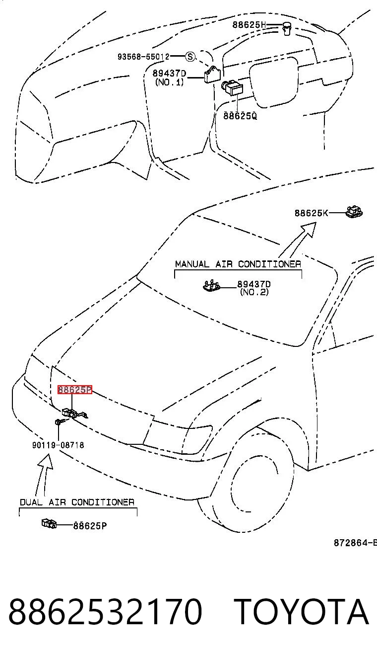 8862532170 Toyota Sensor de temperatura ambiente