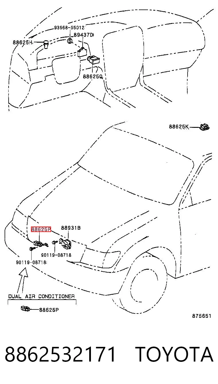 8862532171 Toyota Sensor de temperatura ambiente