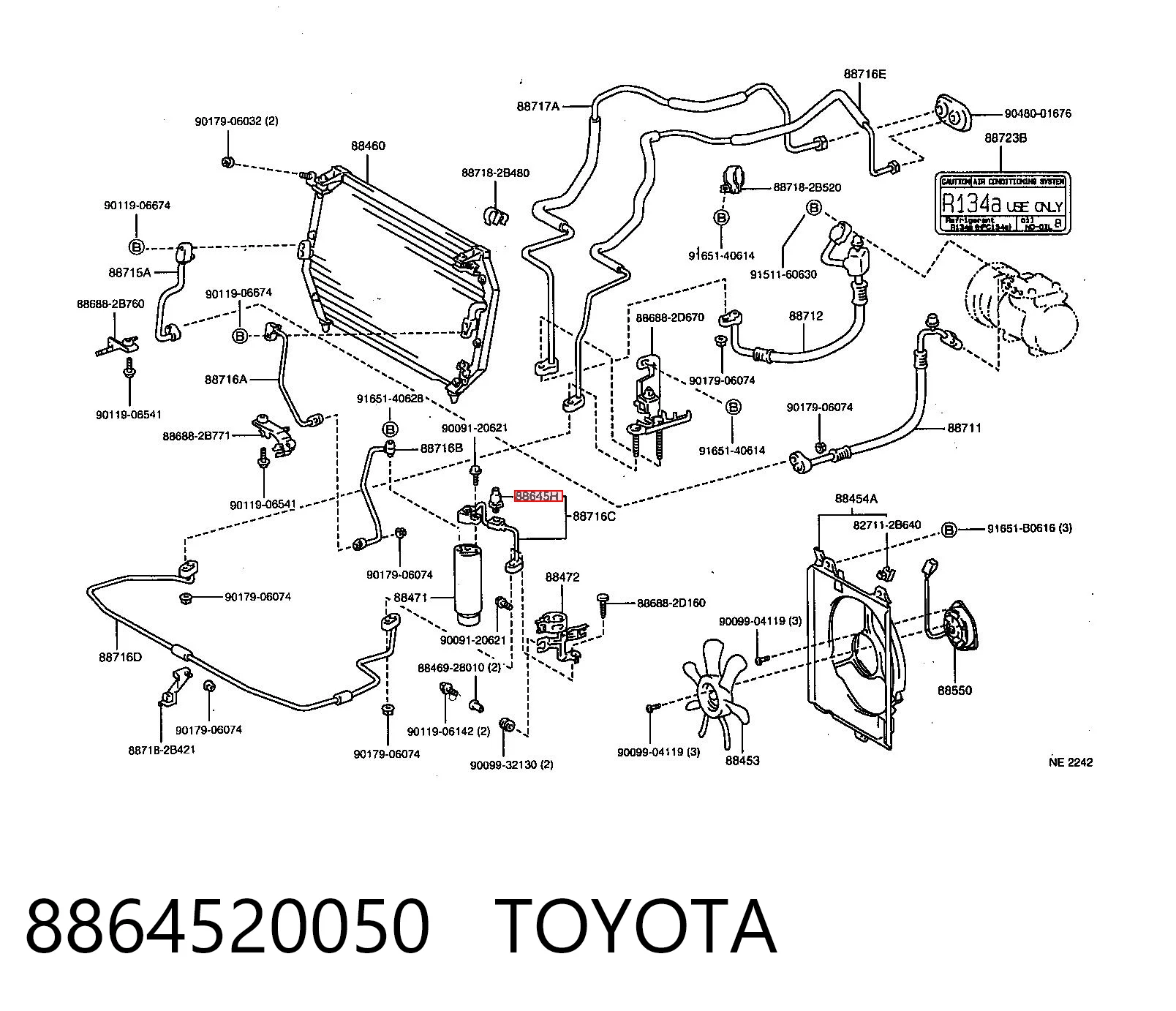 8864520050 Toyota Sensor de baja presion aire acondicionado