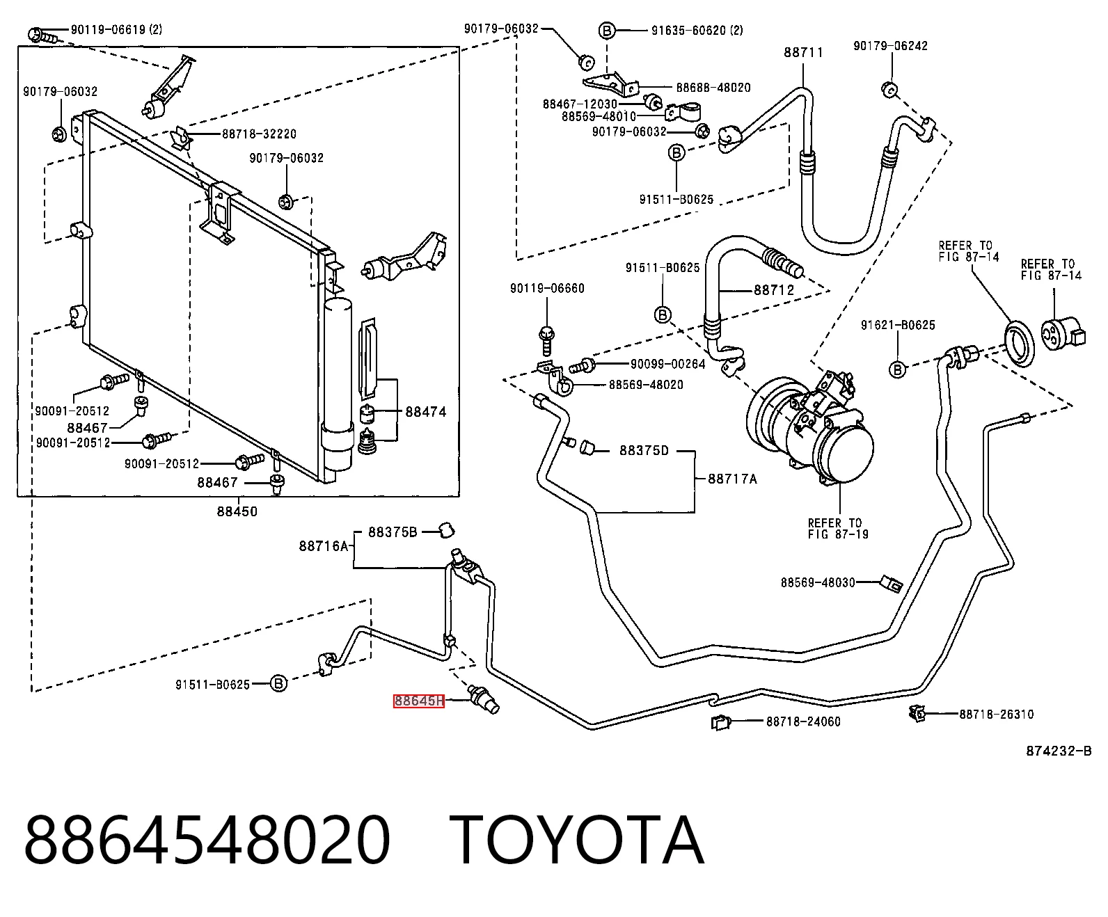 8864548020 Toyota Sensor de baja presion aire acondicionado