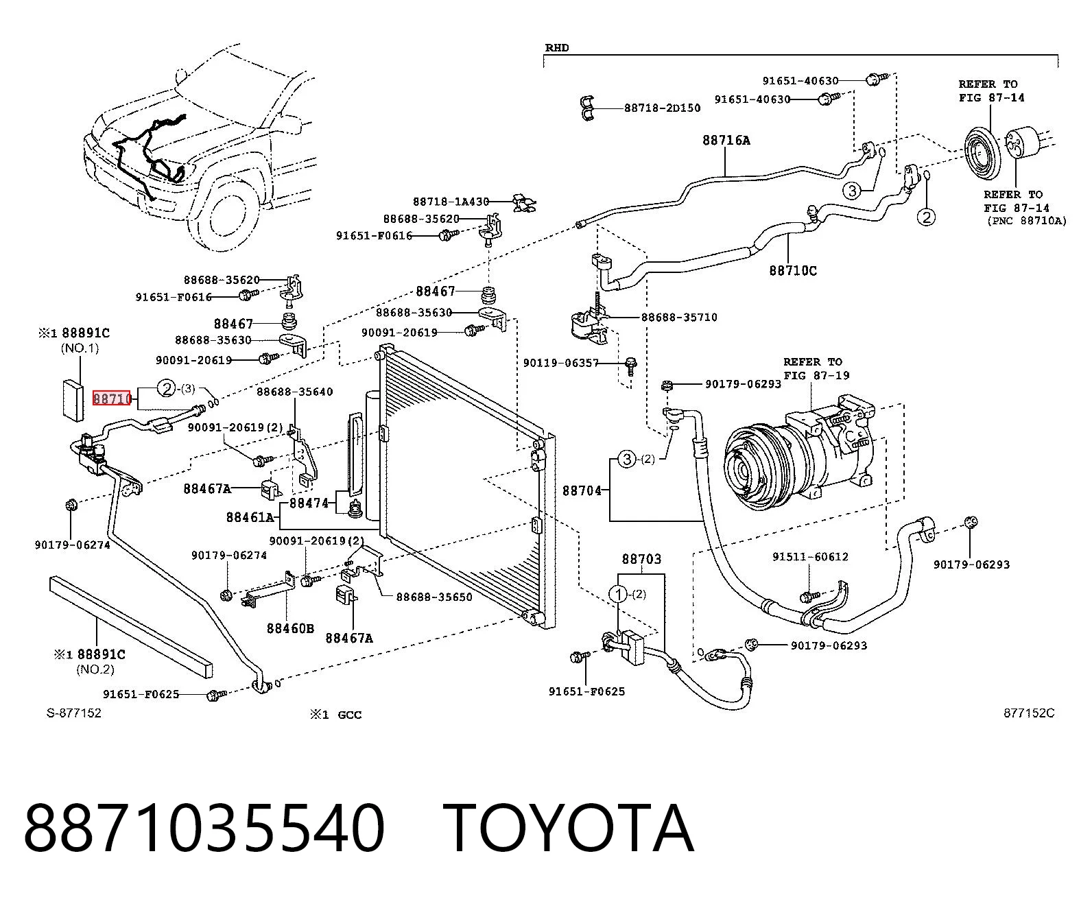 8871035540 Toyota Manguera de aire acondicionado de condensador a evaporador