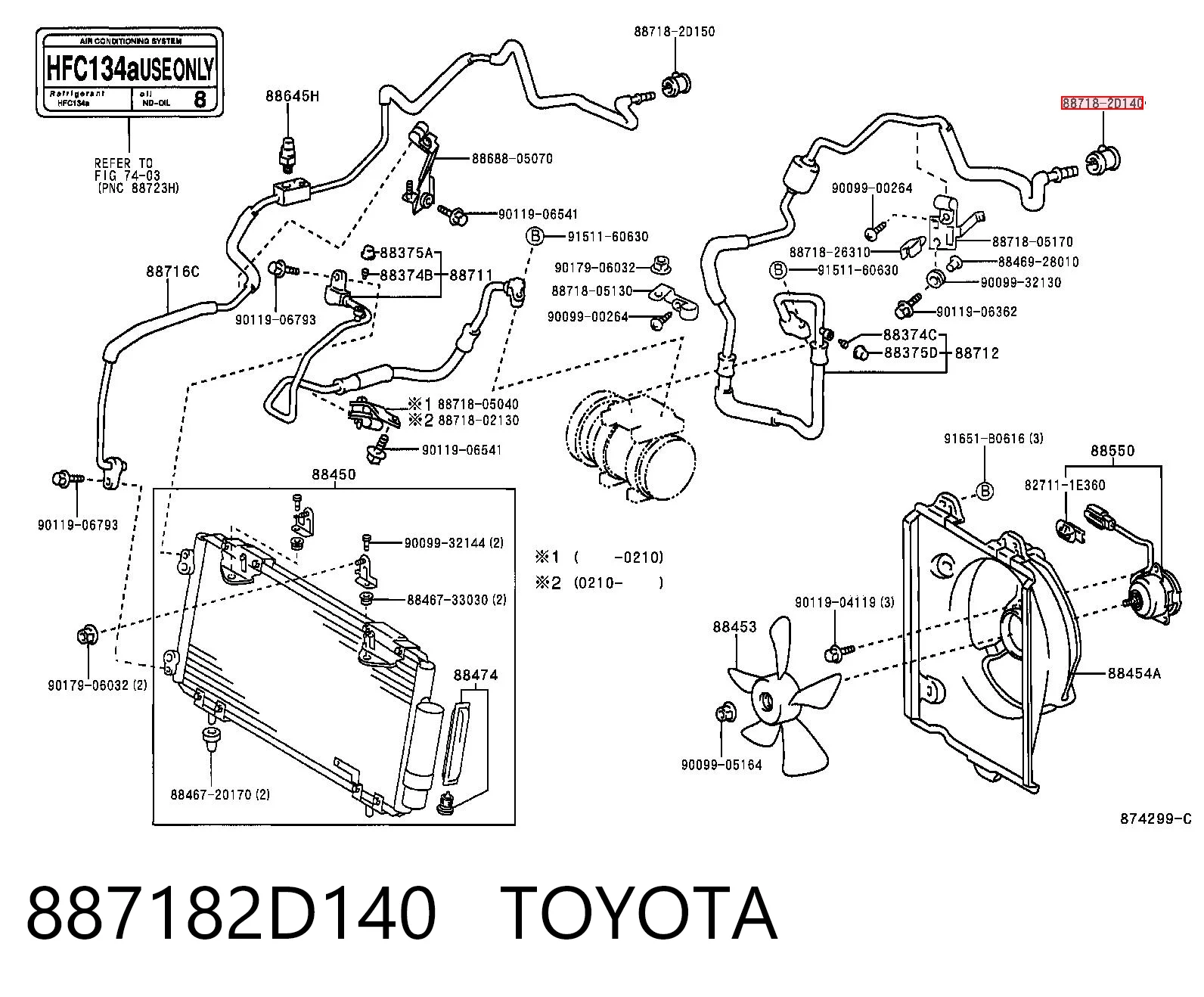 887182D140 Toyota Abrazadera de manguera de aire acondicionado