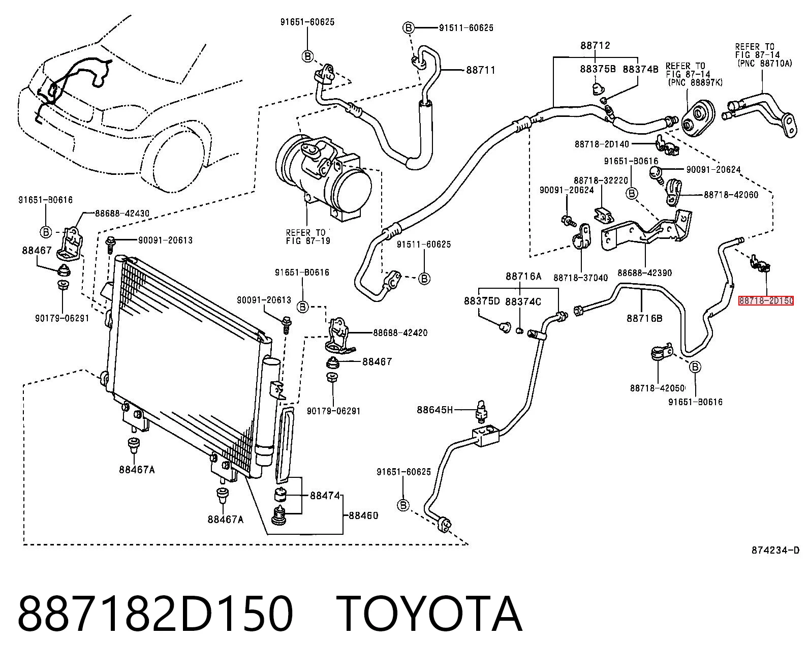 887182D150 Toyota Soporte del compresor de aire acondicionado