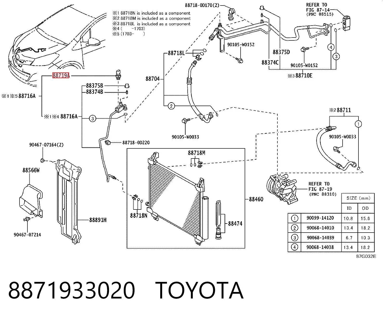 8871933020 Toyota Sensor de baja presion aire acondicionado