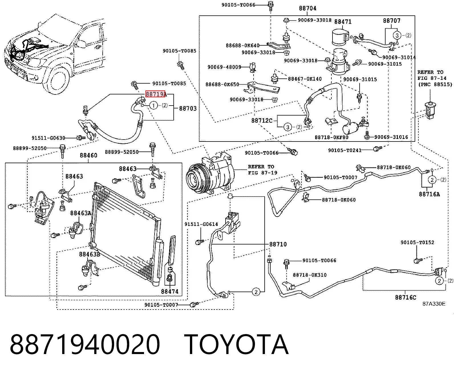 8871940020 Toyota Sensor de baja presion aire acondicionado