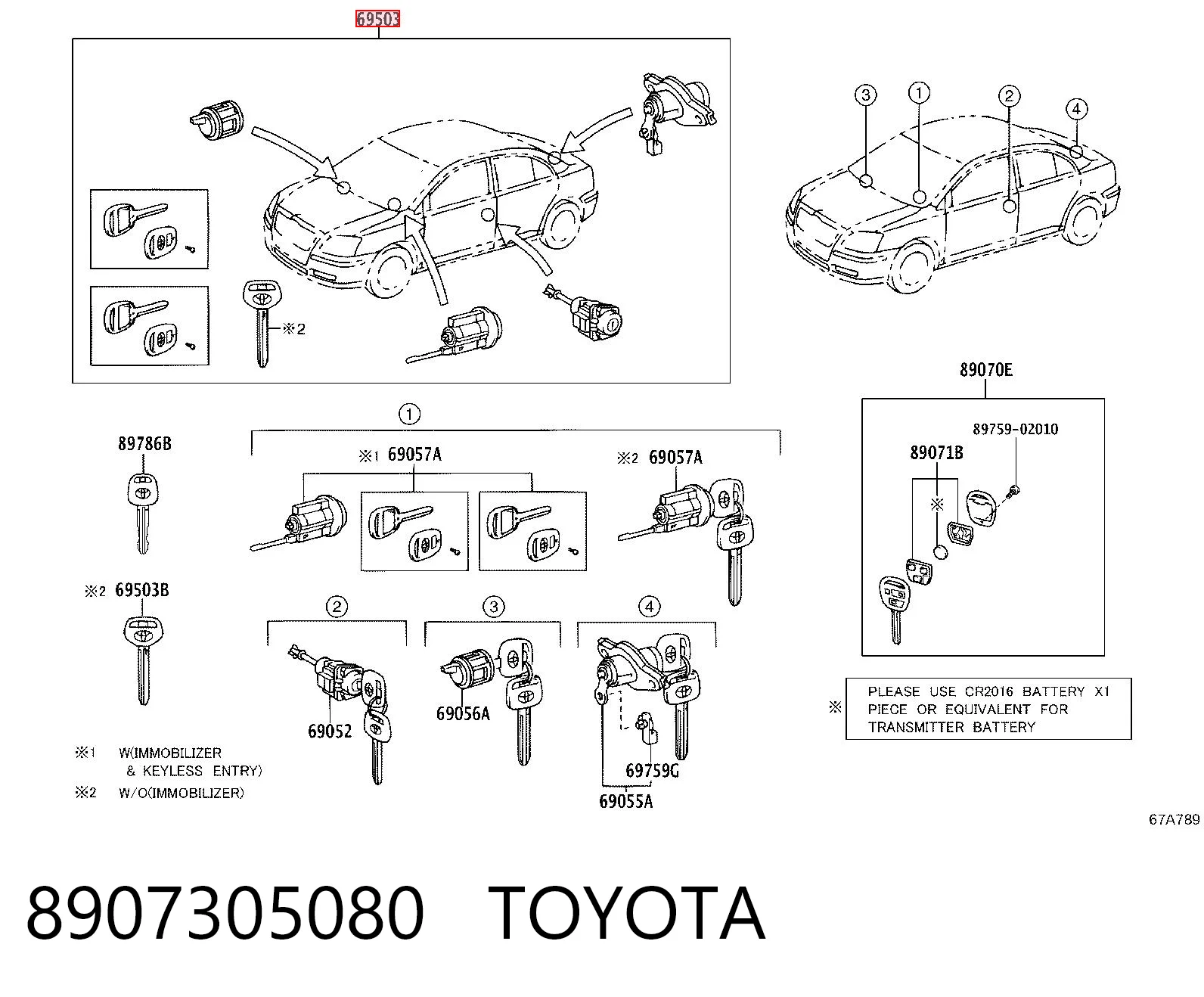 Cilindros de cerradura para Toyota Avensis T25