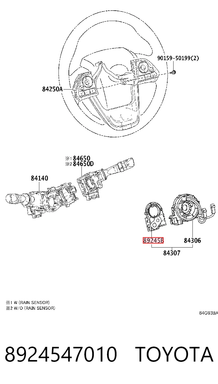 8924547010 Toyota Sensor de ángulo de giro del volante