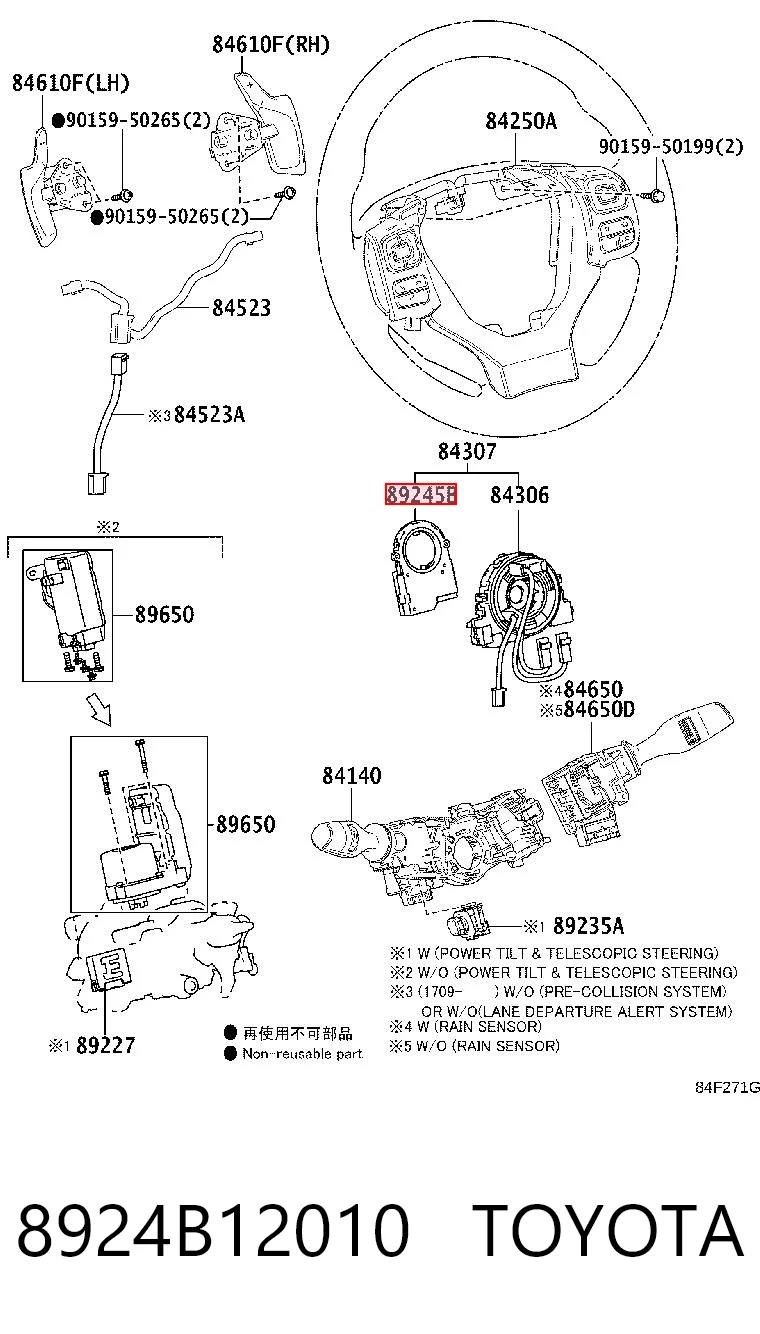 8924B12010 Toyota Sensor de ángulo de giro del volante