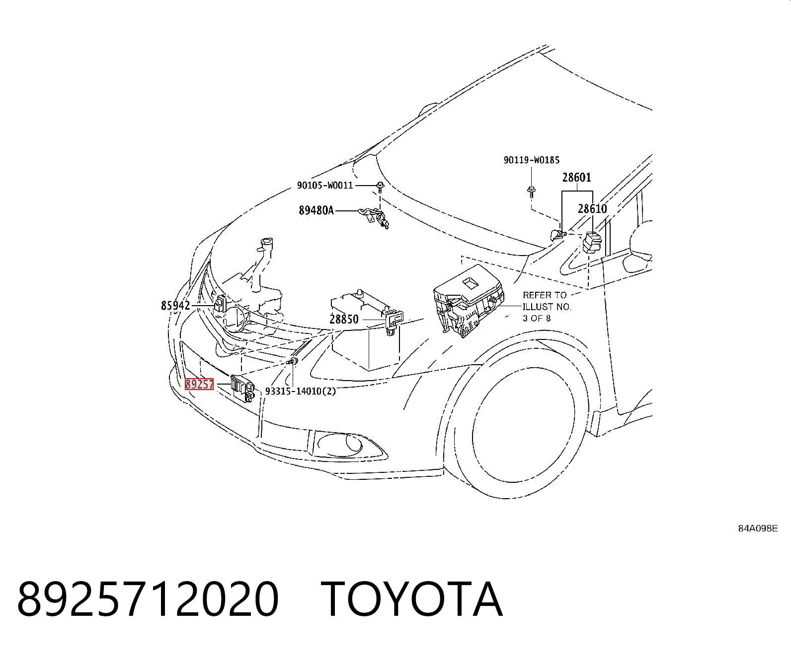 8925712020 Toyota Regulador de velocidad del ventilador de refrigeración (unidad de control)