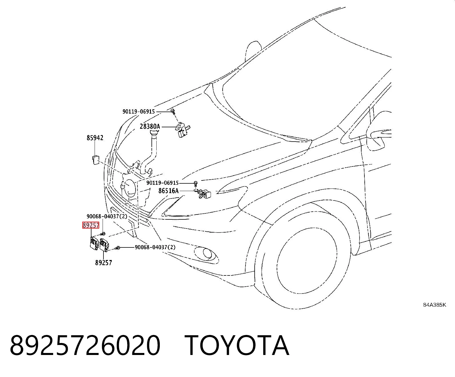 8925726020 Toyota Regulador de velocidad del ventilador de refrigeración (unidad de control)