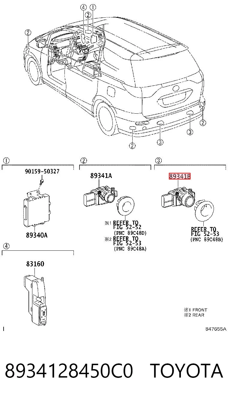 8934128450C0 Toyota Sensor alarma de estacionamiento trasero 
