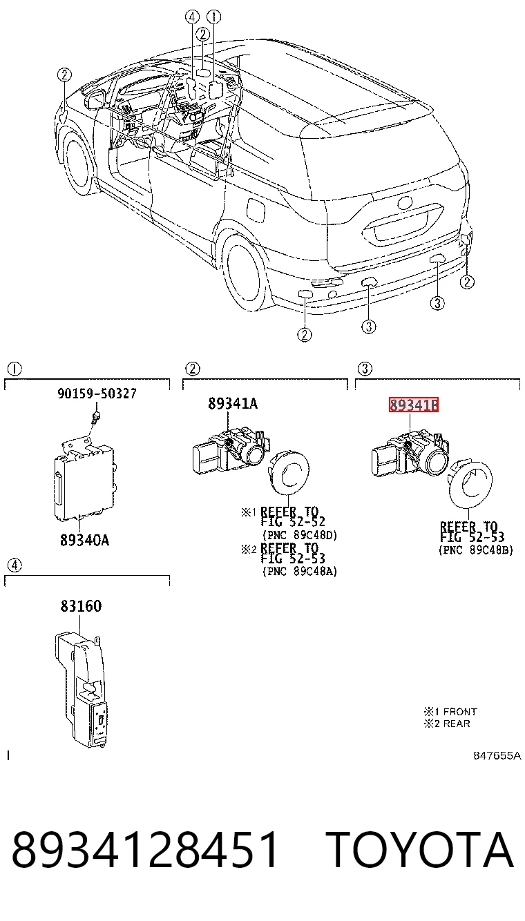 8934128451 Toyota Sensor alarma de estacionamiento trasero 
