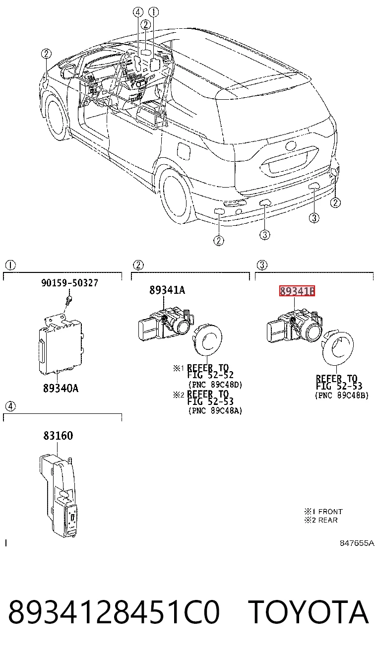 8934128451C0 Toyota Sensor alarma de estacionamiento trasero 