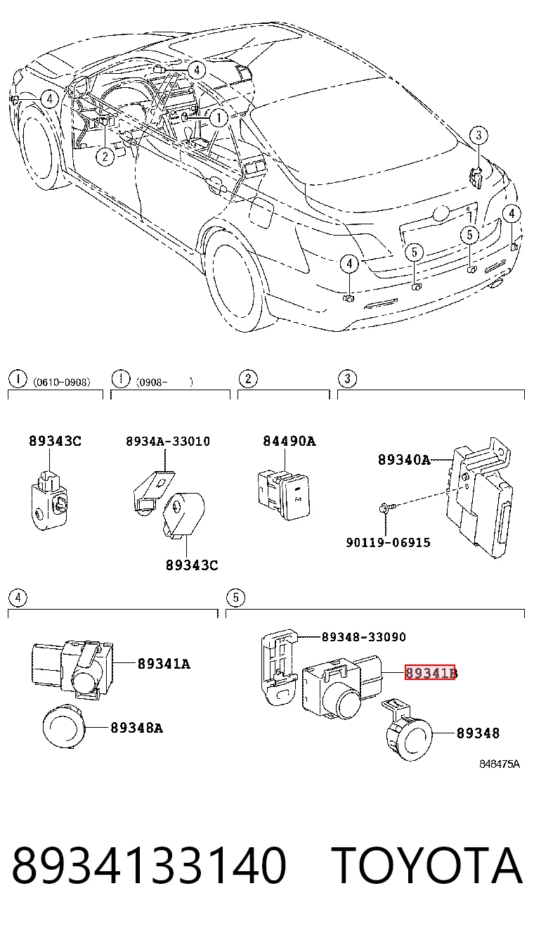 8934133140 Toyota Sensor alarma de estacionamiento trasero 