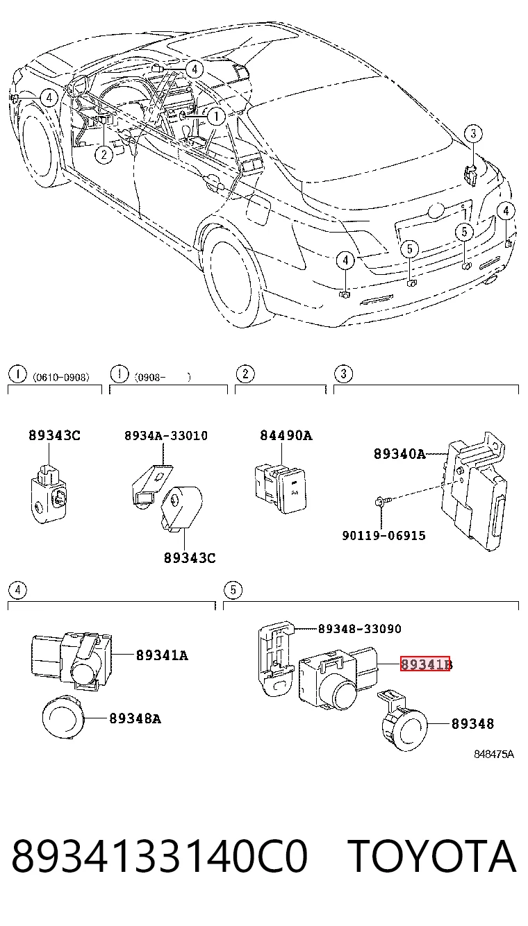8934133140C0 Toyota Sensor alarma de estacionamiento trasero 