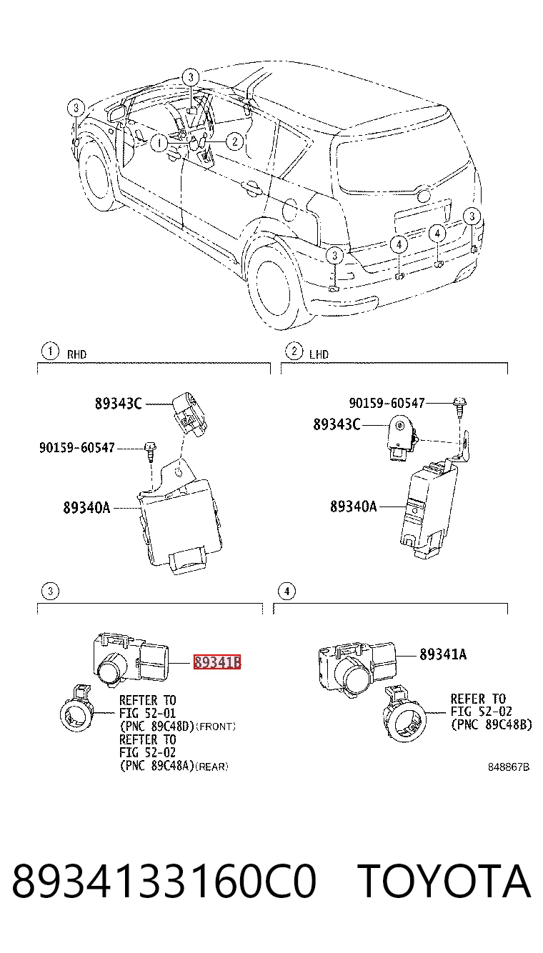 8934133160C0 Toyota Packtronic Frontal Lateral