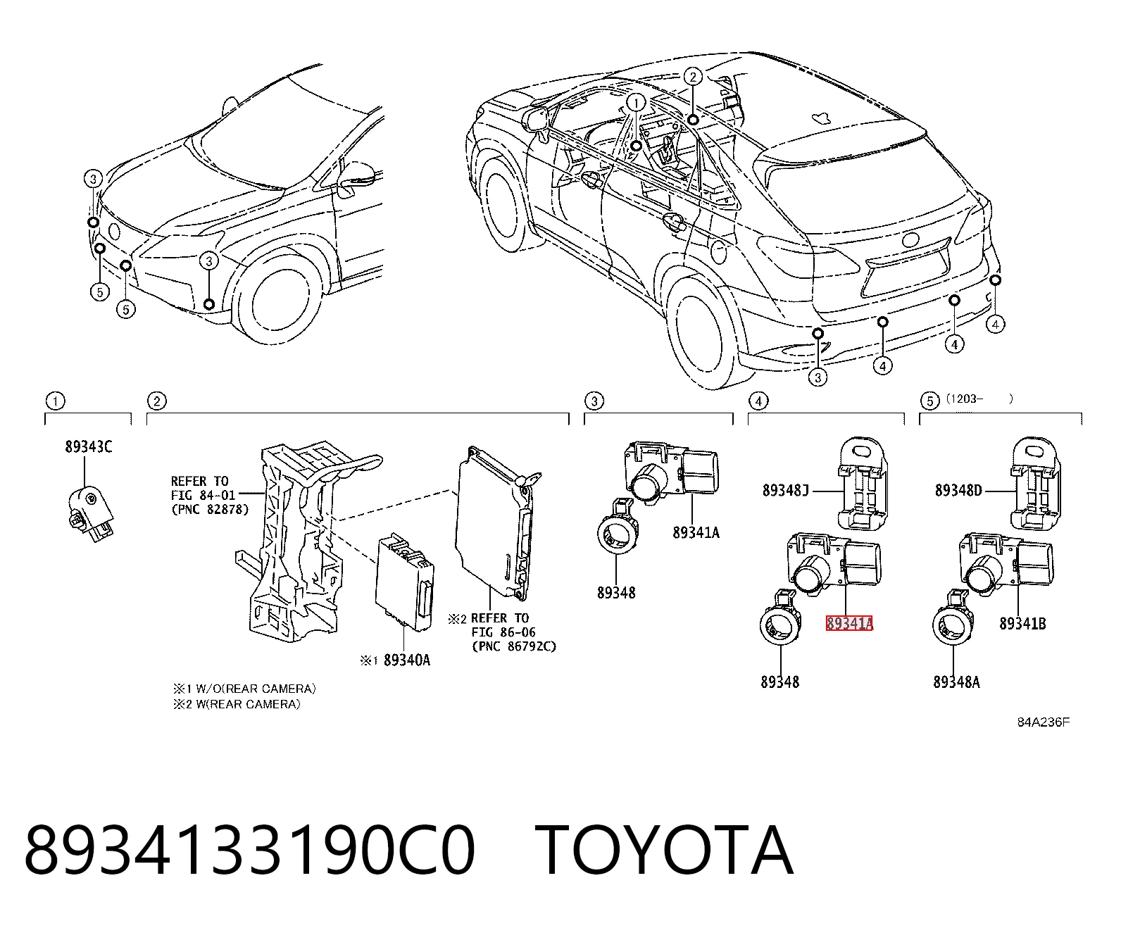 8934133190C0 Toyota Sensor lateral delantero/trasero de aparcamiento
