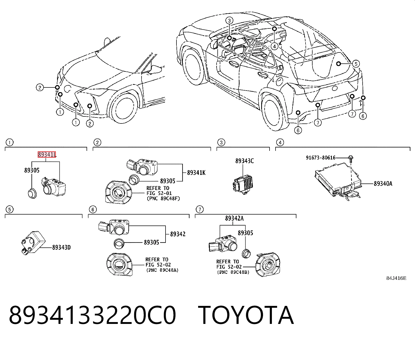 8934133220C0 Toyota Sensor de estacionamiento delantero