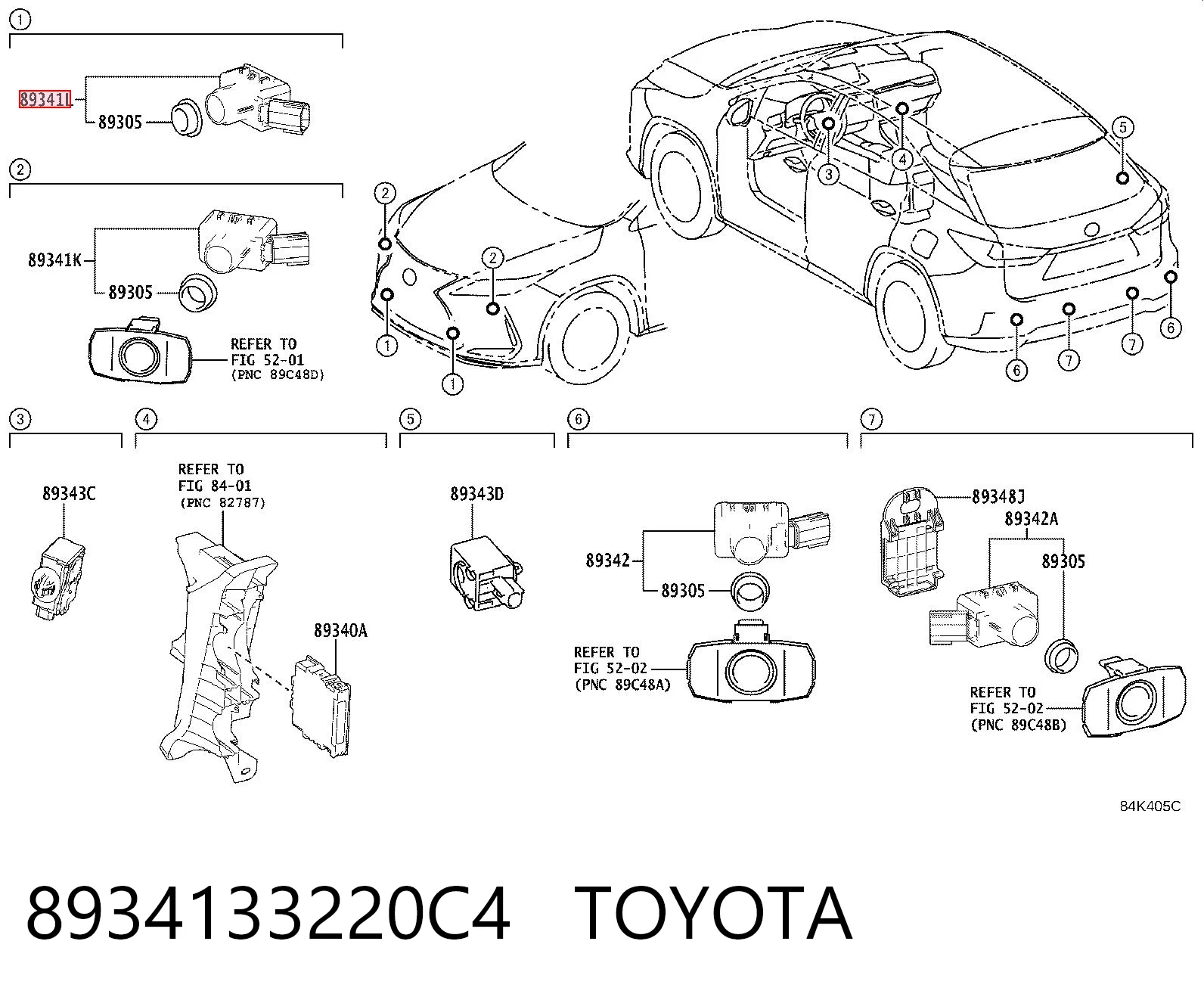 8934133220C4 Toyota Sensor de estacionamiento delantero
