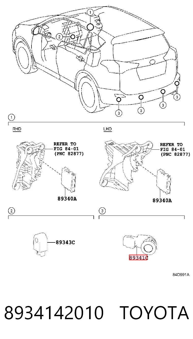 8934142010 Toyota Sensor alarma de estacionamiento trasero 