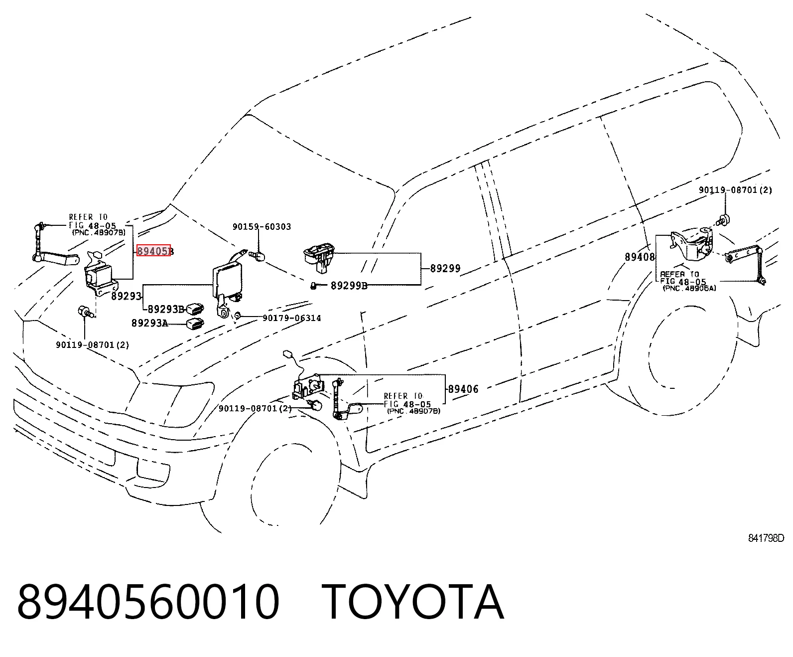 8940560010 Toyota Sensor de nivel de carrocería delantero derecho