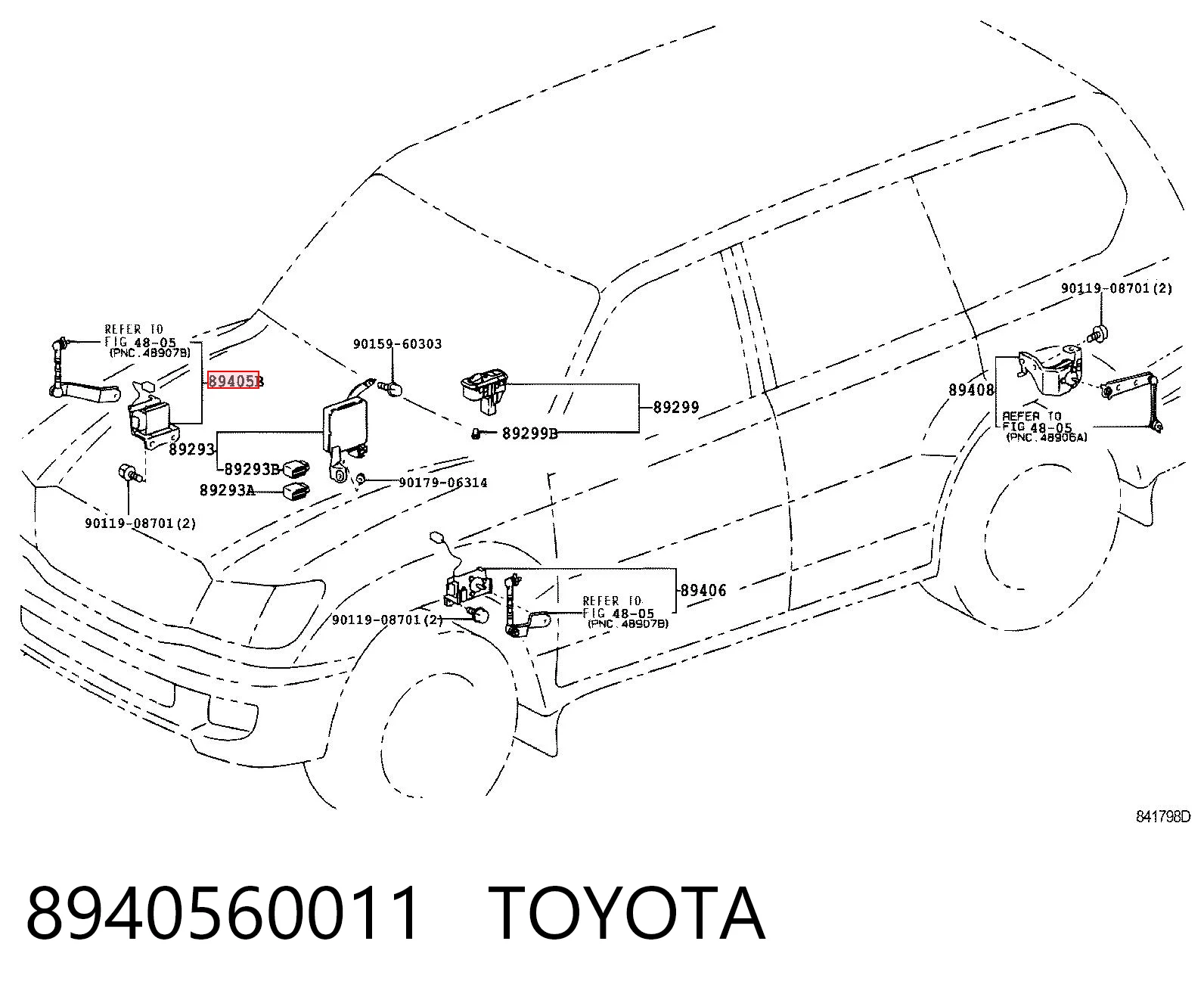 8940560011 Toyota Sensor de nivel de carrocería delantero derecho