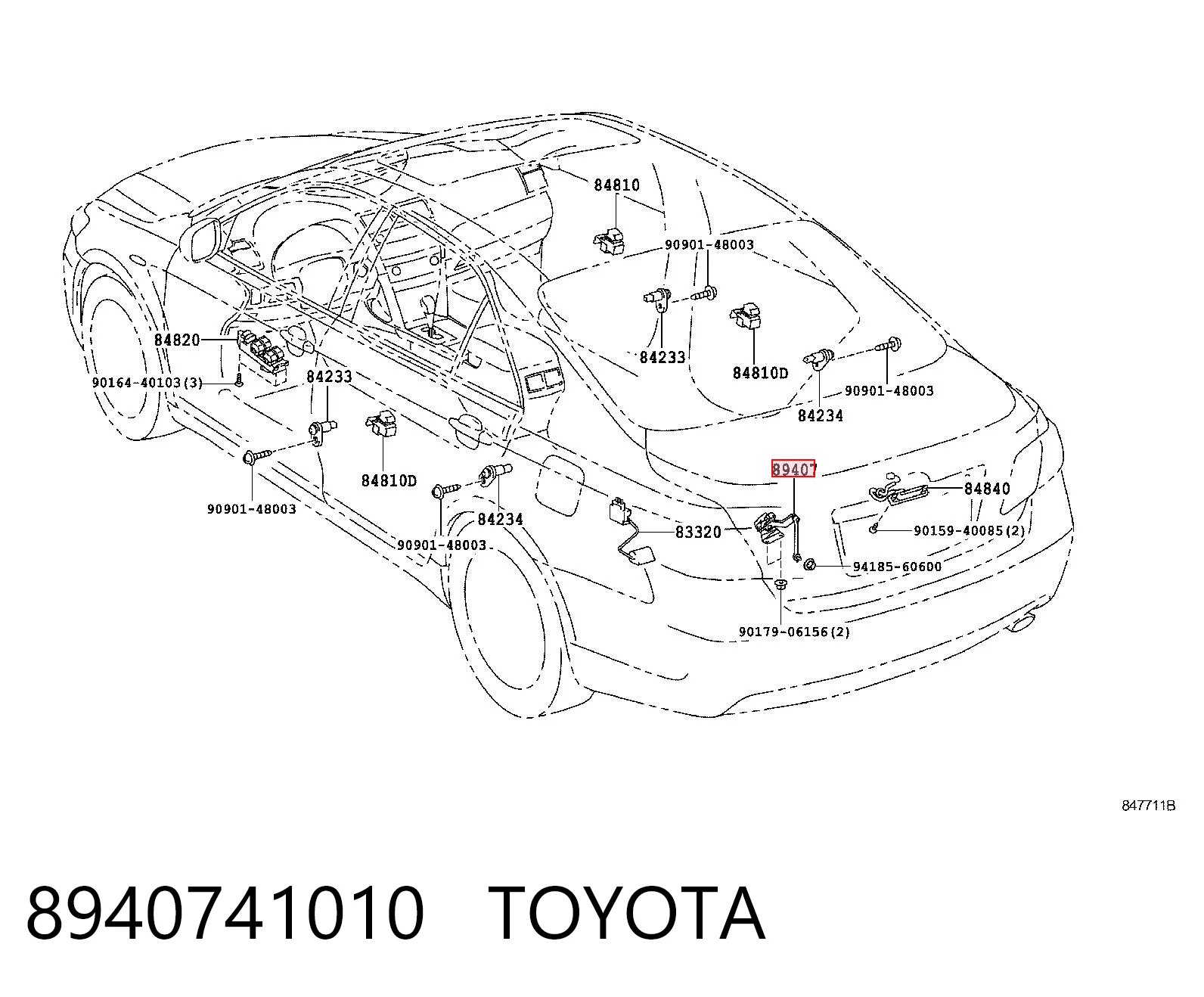 8940741010 Toyota Sensor de nivel de carrocería trasero derecho