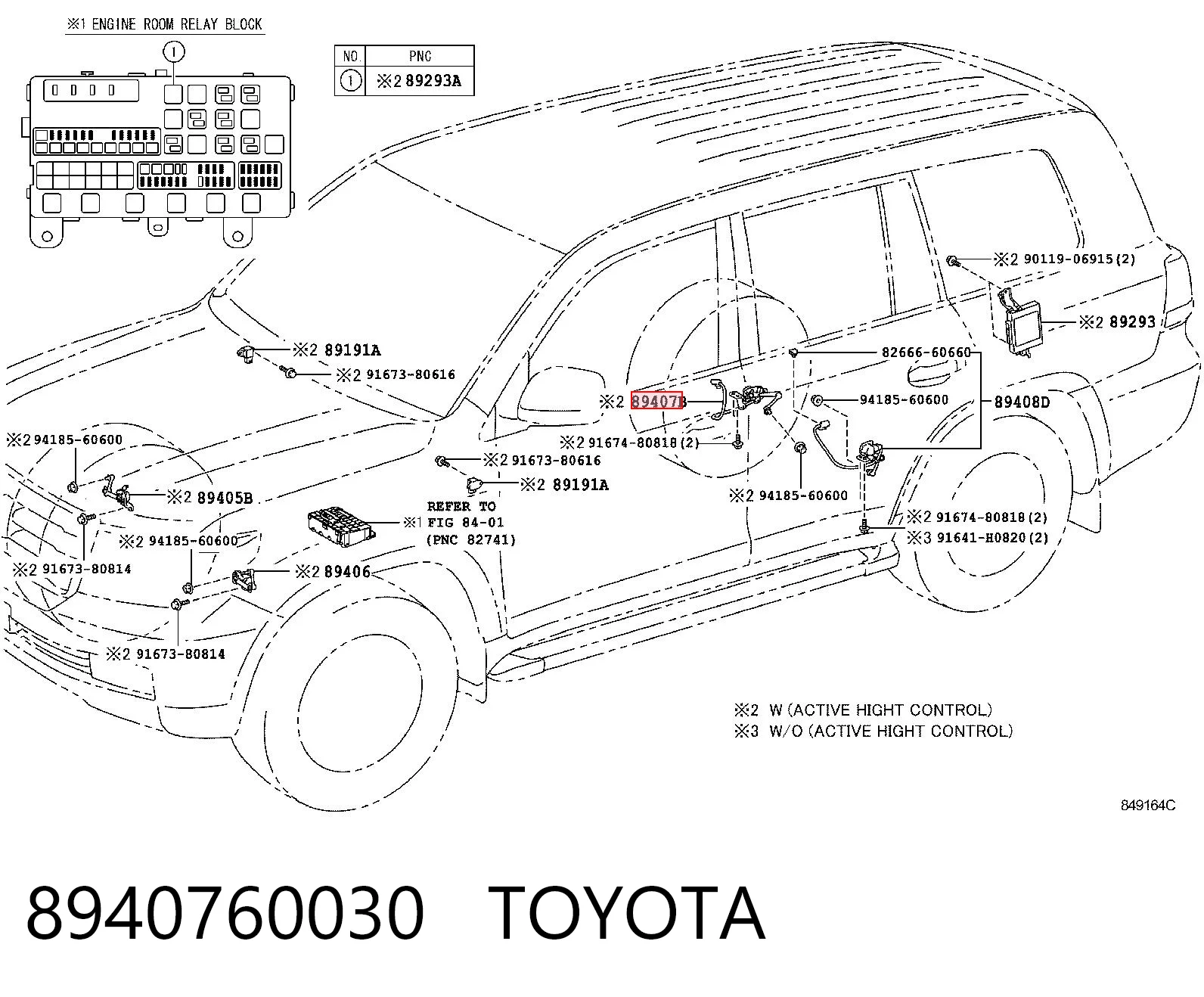 8940760030 Toyota Sensor de nivel de carrocería trasero derecho