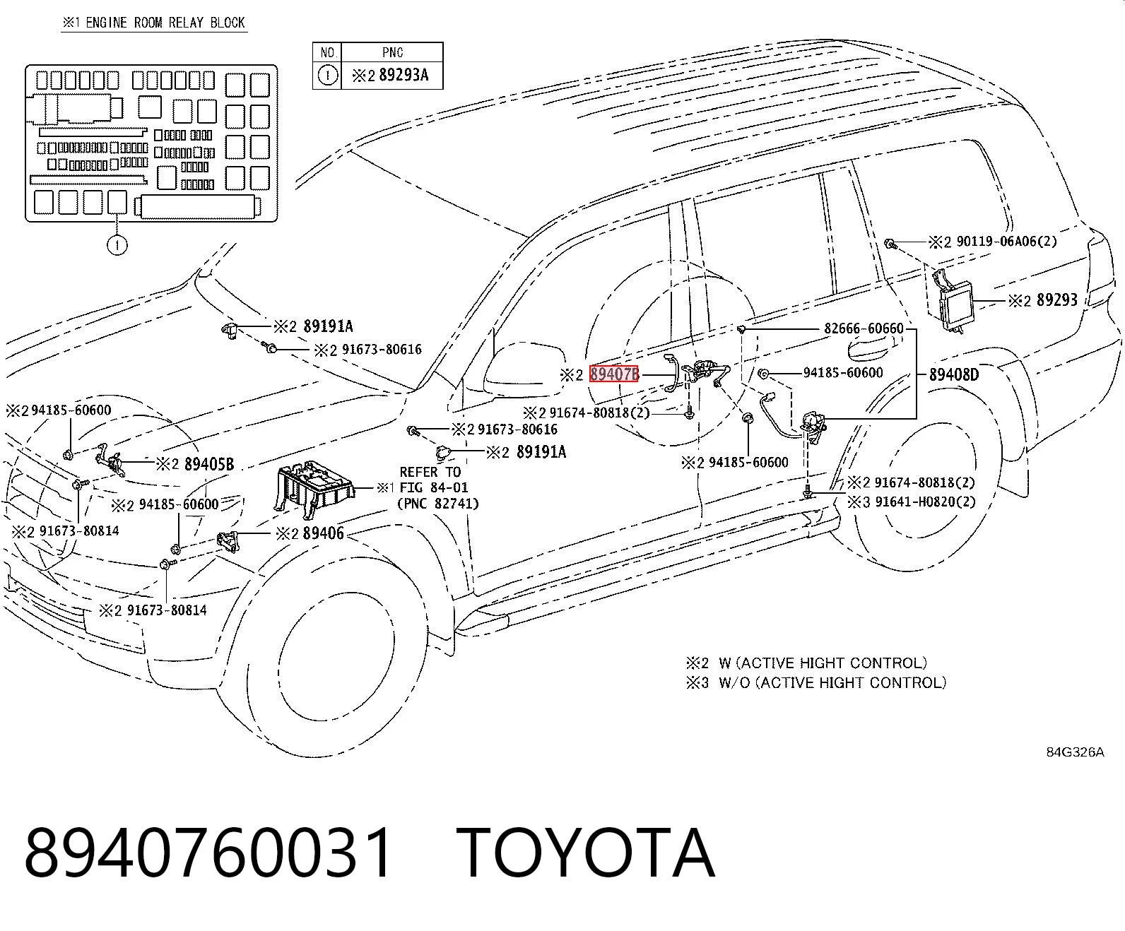 8940760031 Toyota Sensor de nivel de carrocería trasero derecho