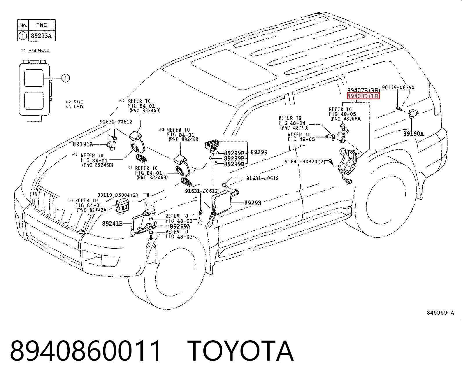 8940860011 Toyota Sensor de nivel de carrocería trasero izquierdo