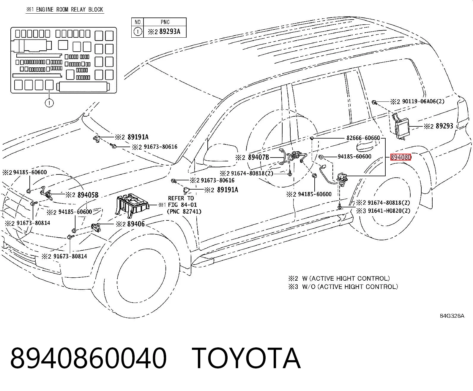 8940860040 Toyota Sensor de nivel de carrocería trasero izquierdo