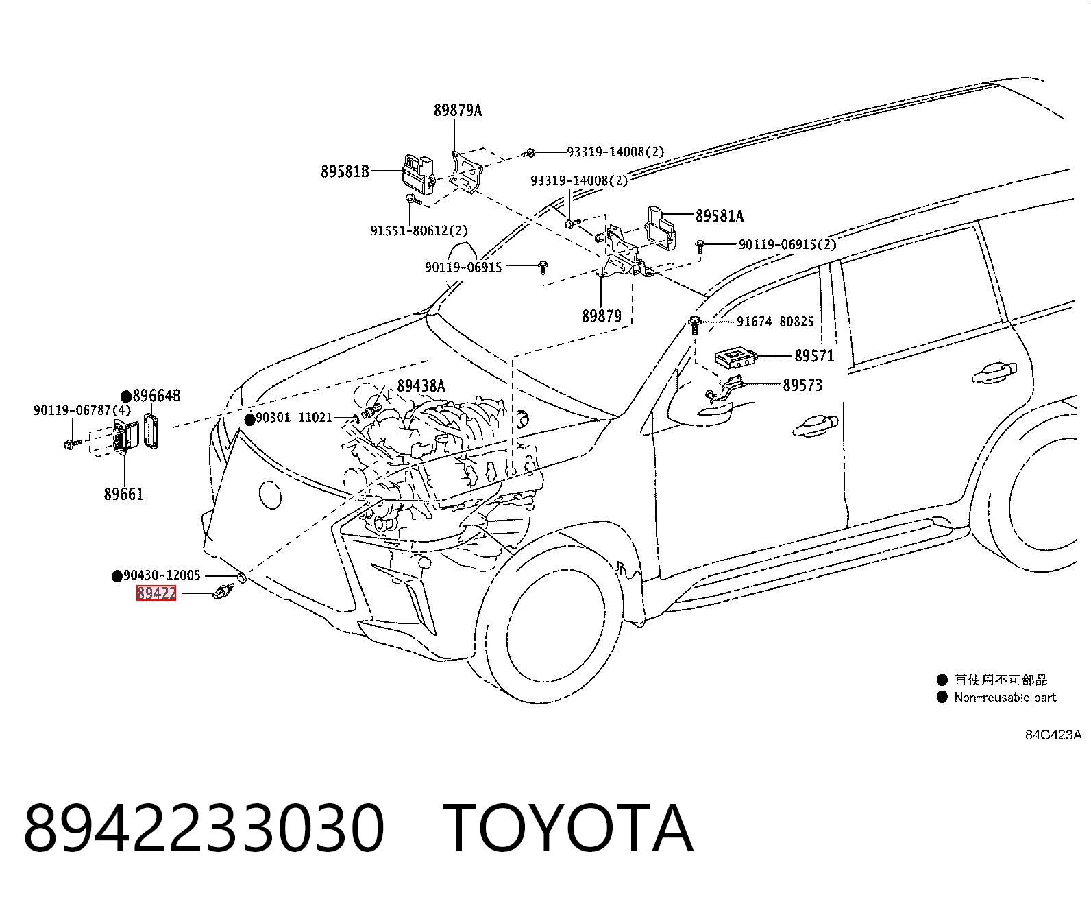 8942233030 Toyota Sensor de temperatura del refrigerante del tablero