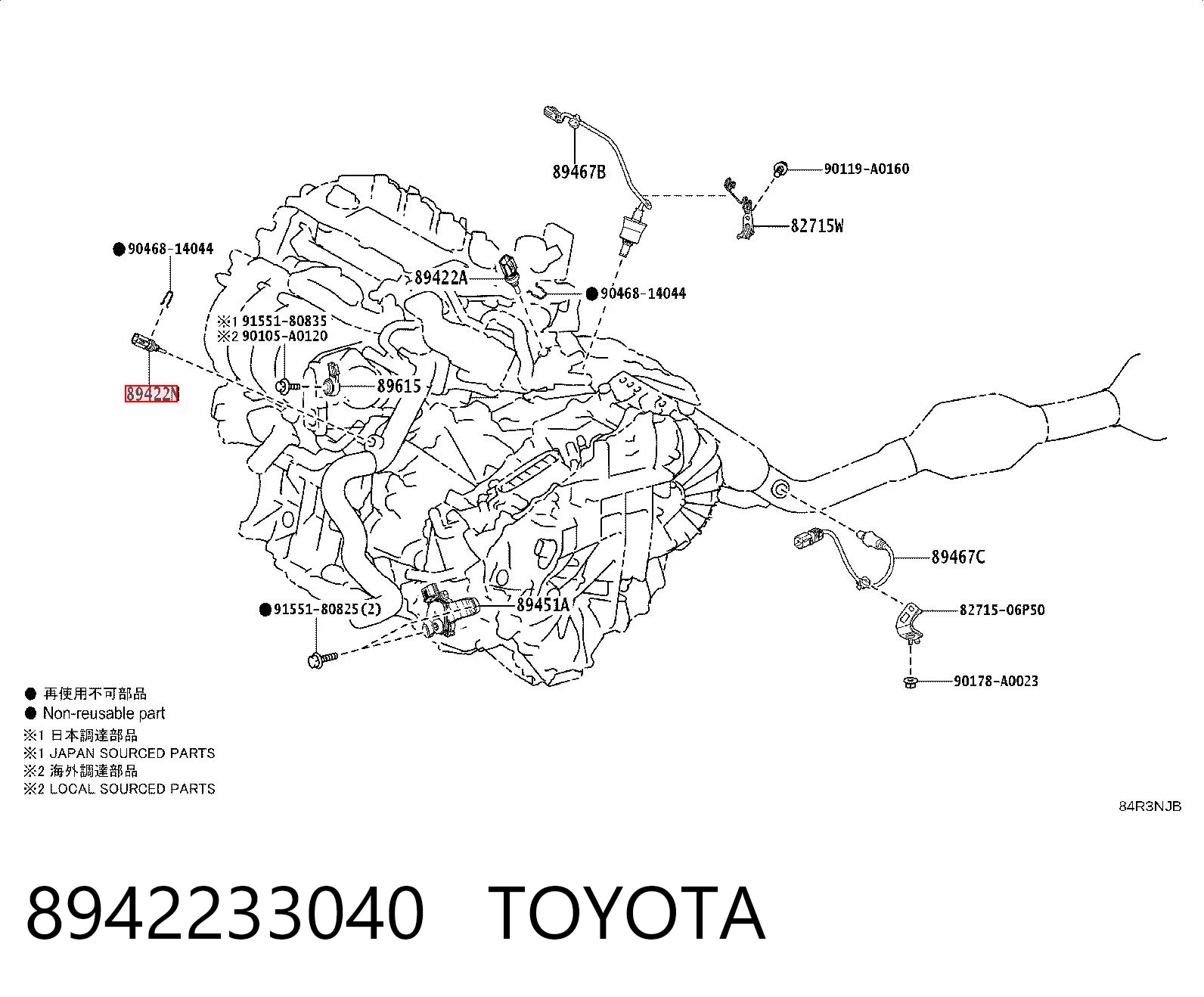 8942233040 Toyota Sensor temperatura refrigerante