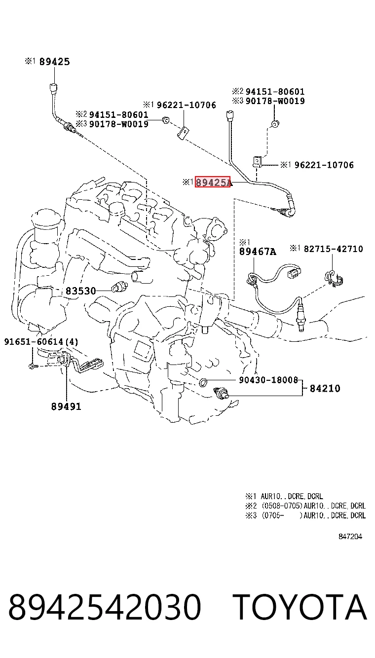 8942542030 Toyota Sensor de temperatura de gases de escape después del filtro de partículas