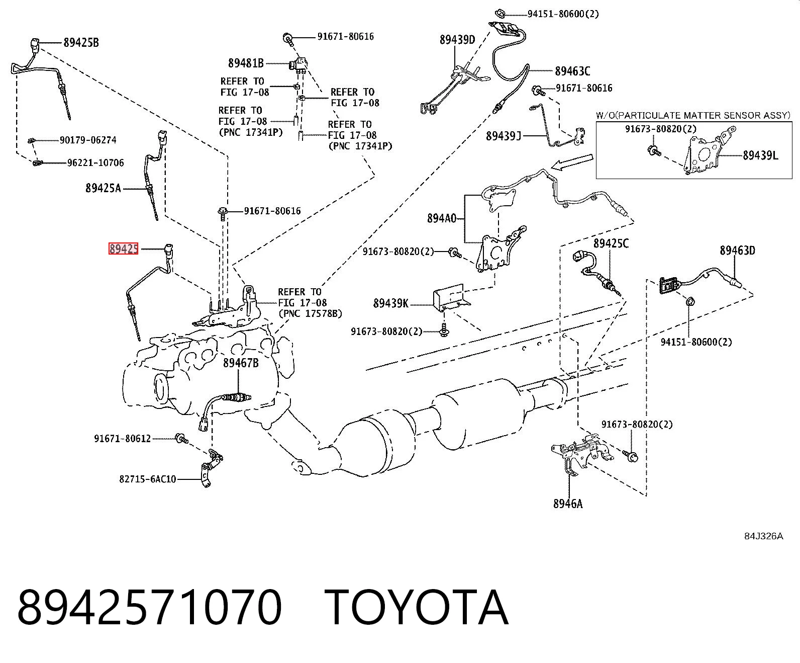 8942571070 Toyota Sensor de temperatura de gases de escape antes del filtro de partículas