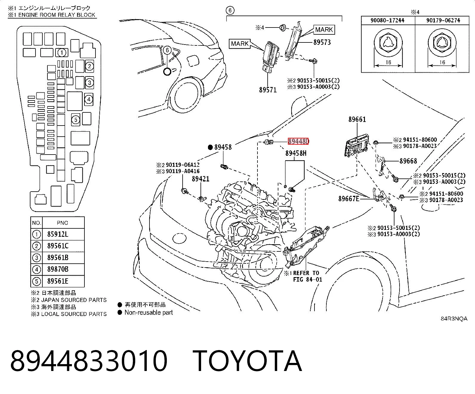 8944833010 Toyota Indicador de presión del aceite