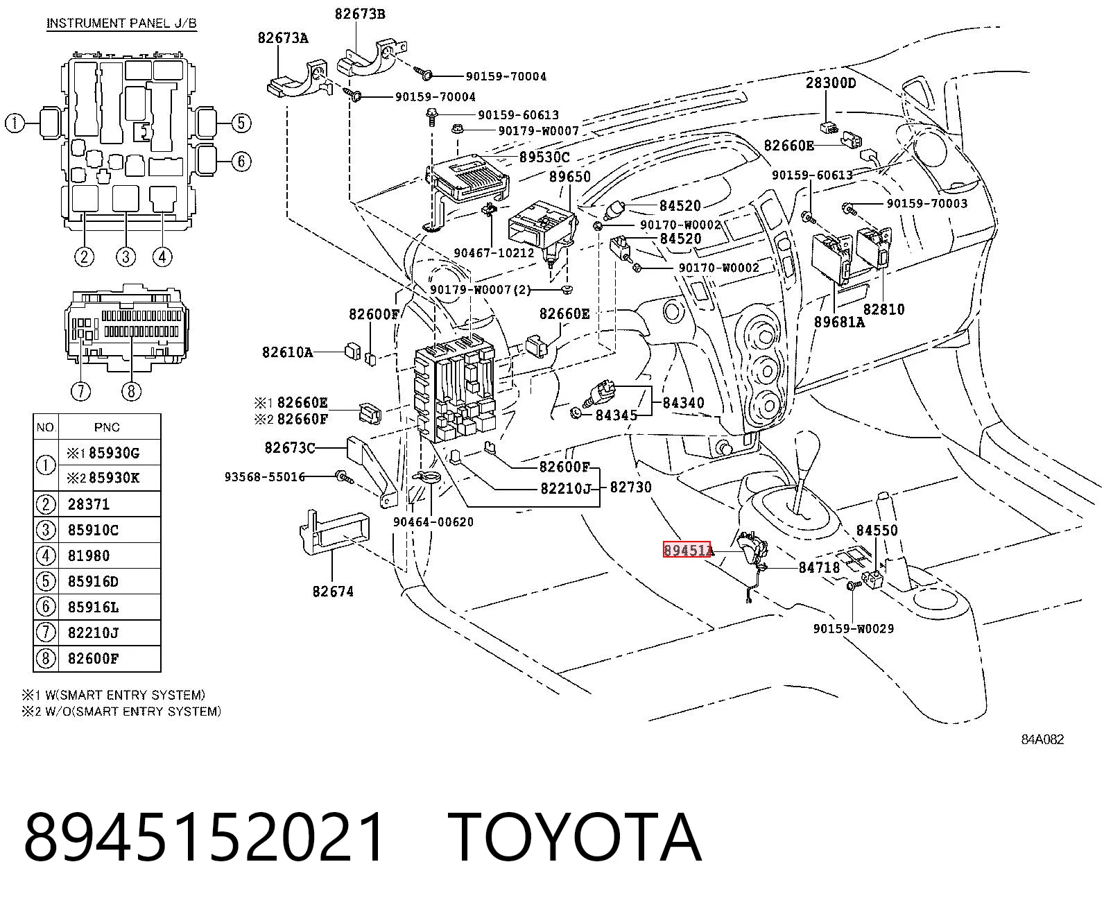 8945152021 Toyota Sensor de posición del selector de la transmisión automática